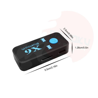 Receptor Transmisor Bluetooth X6 Auxiliar (Caja Celeste)