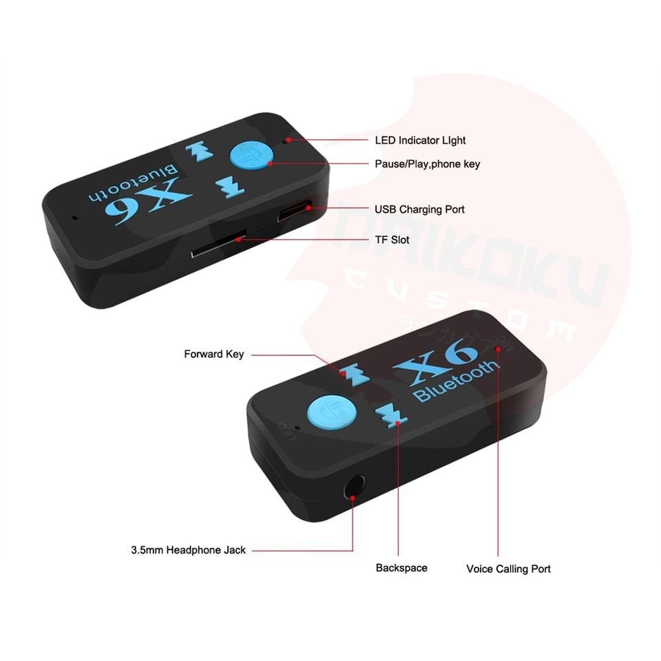 Receptor Transmisor Bluetooth X6 Auxiliar (Caja Celeste)