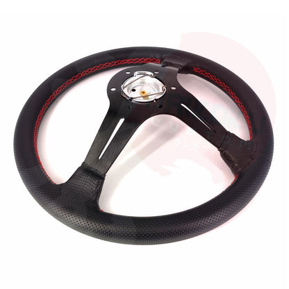 Volante Deportivo Nardi Negro C1 Hilo Rojo