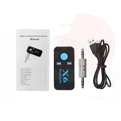 Receptor Transmisor Bluetooth X6 Auxiliar (Caja Celeste)