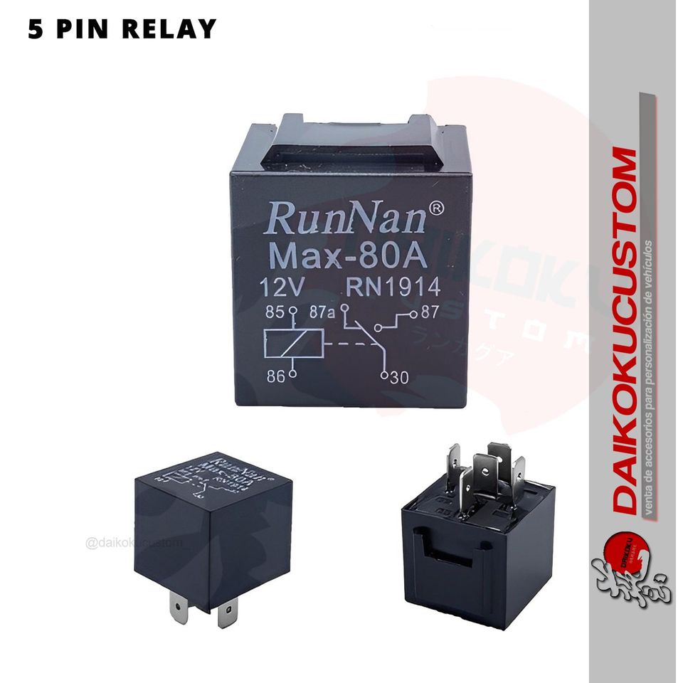 Relay 12v 80a 5 Patas X1