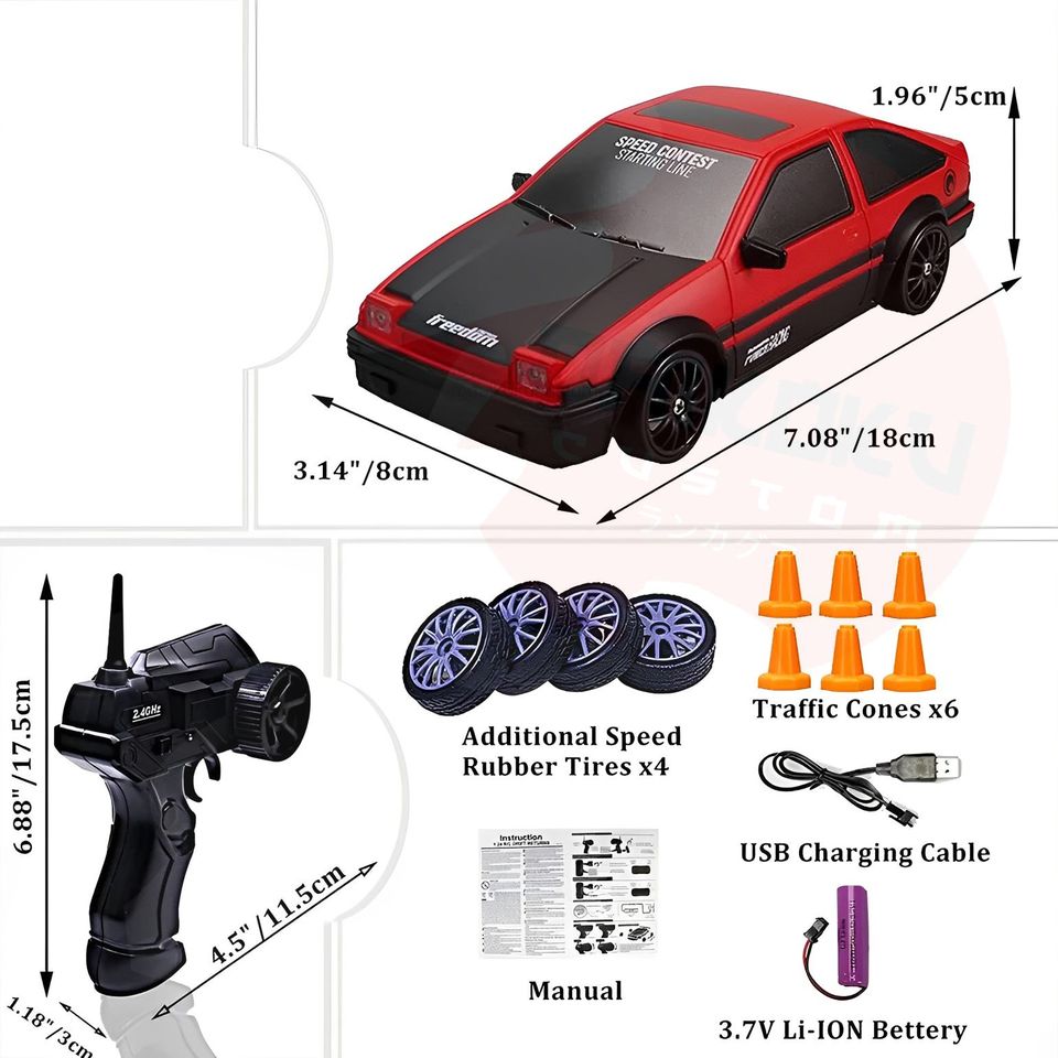 Auto Escala 1:24 Drift Rc Control Toyota Ae86 Rojo