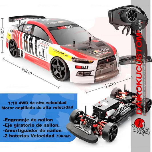 Auto Escala 1:10 Drift Drag Rc Control Mitsubishi Evo X Rally (zona remate)