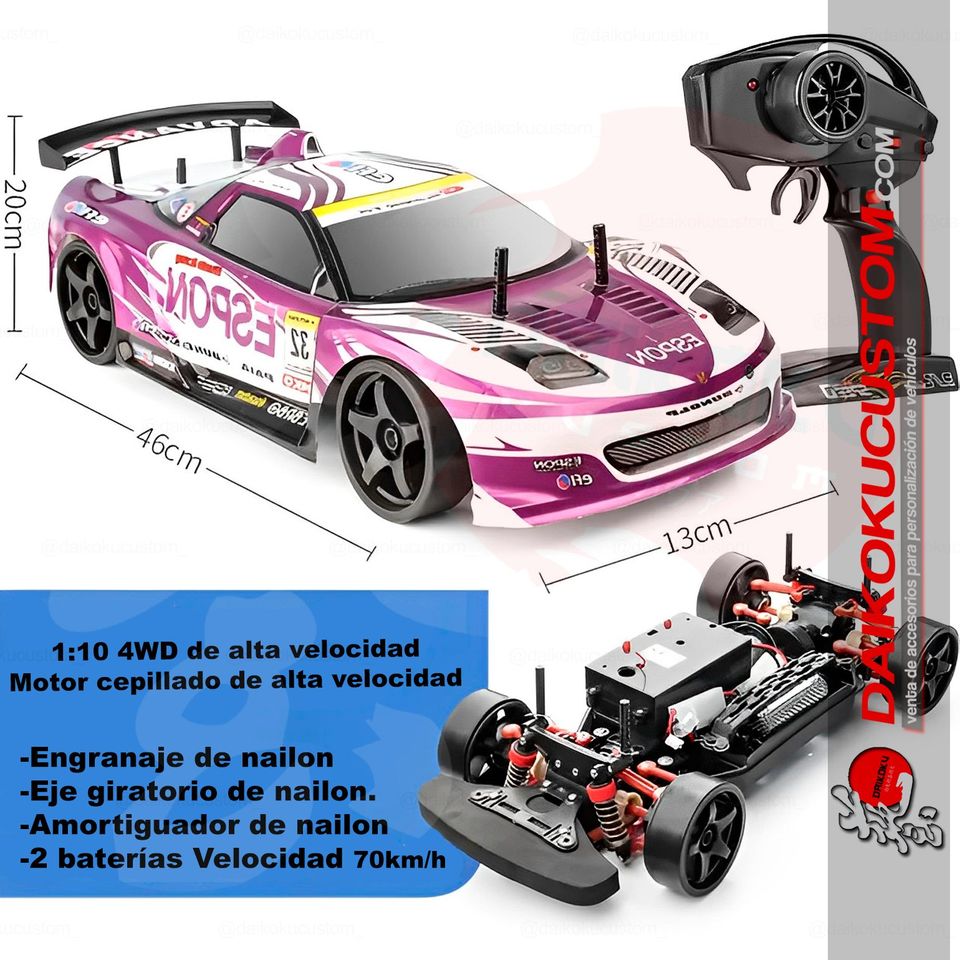 Auto Escala 1:10 Drift Drag Rc Control Honda Nsx Purpura (zona remate)