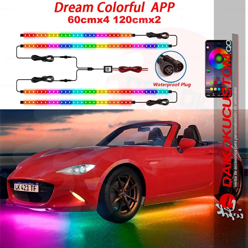 Luces Exterior Piso Colorful + AppApp Bluetooth (4x60cm 2x120cm)