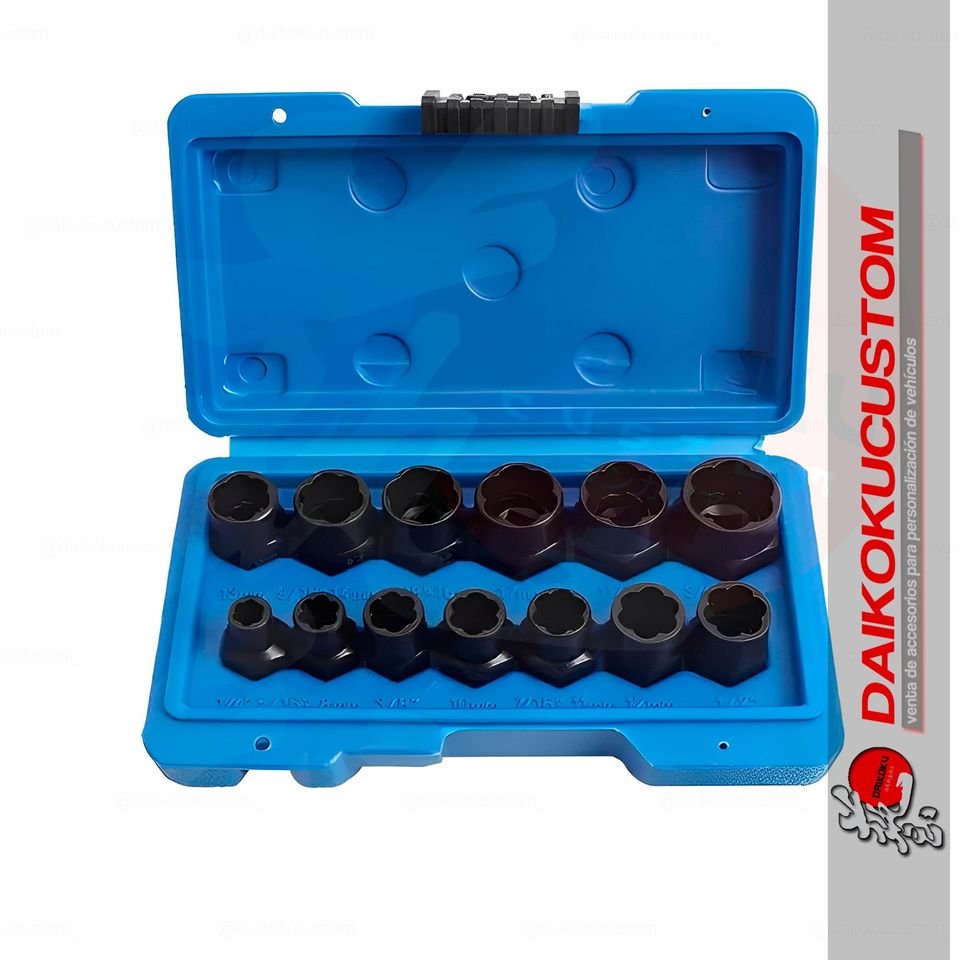 Set Dados Extractores Pernos Tuercas Rodadas 9 A 19mm