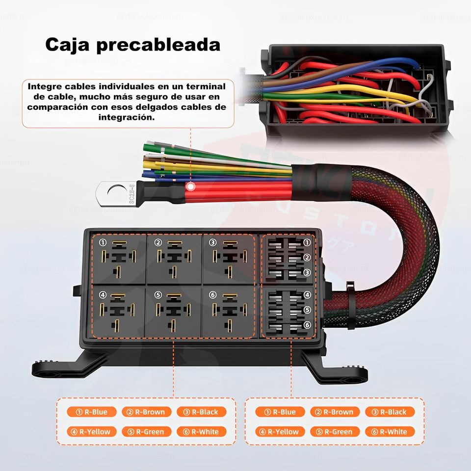 Caja Fusilera 6 Pines Completa Armada + Ramal 12 Awg