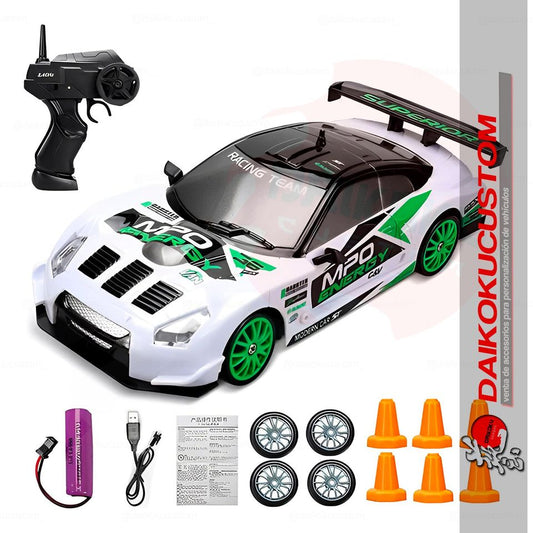 Auto Escala 1:24 Drift Rc Control Nissan Gtr-R35 Verde Carrera