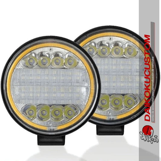 Neblineros Led 72w Redondo Borde Amarillo X2