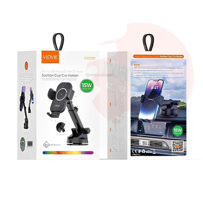 Soporte Celular Cargador 15w Carga Inalambrica Vidvie Hc1531 Ventosa