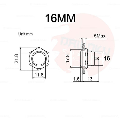 Boton Pulsador Mini 16mm 1c Led 12-24v (zona remate)