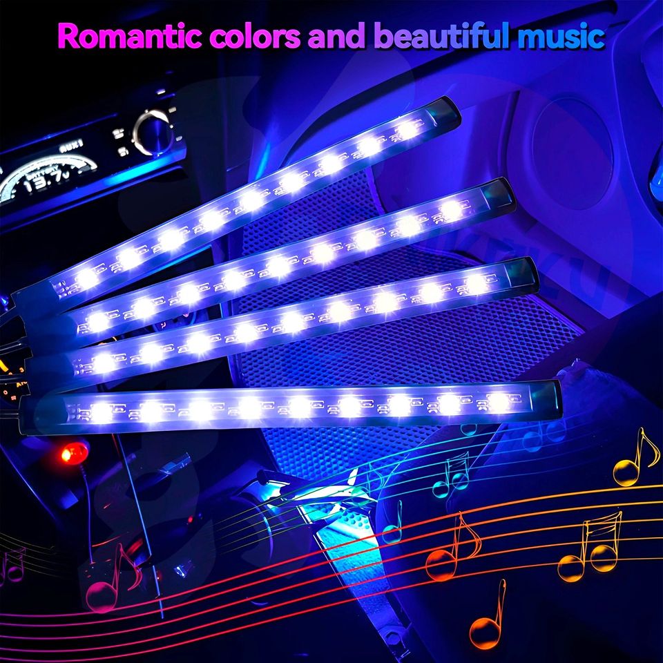 Luces Led Interior Piso Rgb + App Bluetooth 48 Led