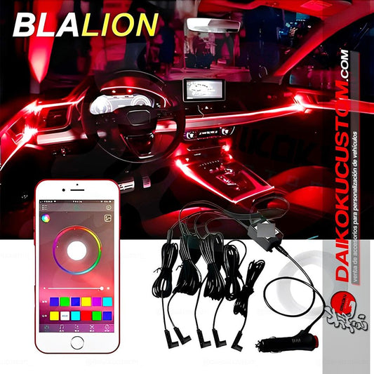 Hilo Led FIbra Optica Tablero + App Rgb Caja 6mt