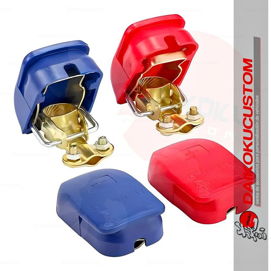 2 Terminales Borne Bateria Grandes Con Proteccion