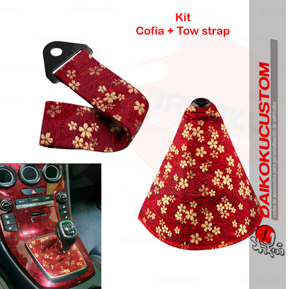 Kit Cofia + Cinta Tow Strap Japo Flores Doradas