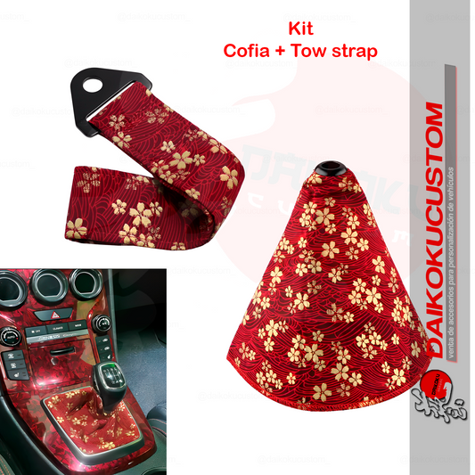 Kit Cofia + Cinta Tow Strap Japo Flores Doradas