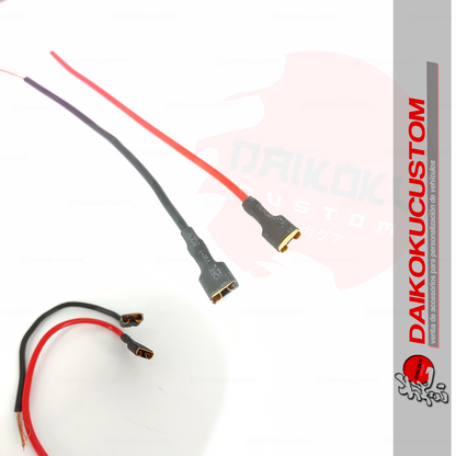1 Terminal Plano Hembra Rojo Negro + Cable
