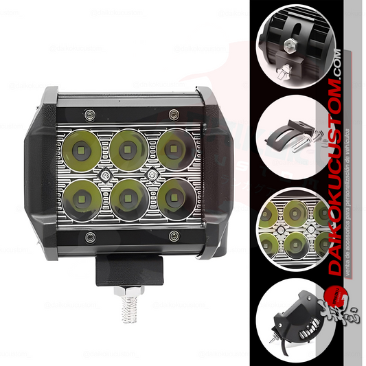 Neblineros Led 18w Rectangular 4 Pulgada 6 Led X2