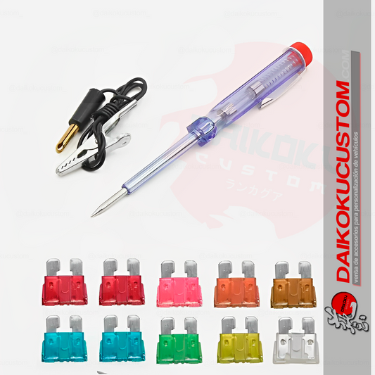 Tester Probador Corriente 6-12-24v + 10 Fusibles Regular