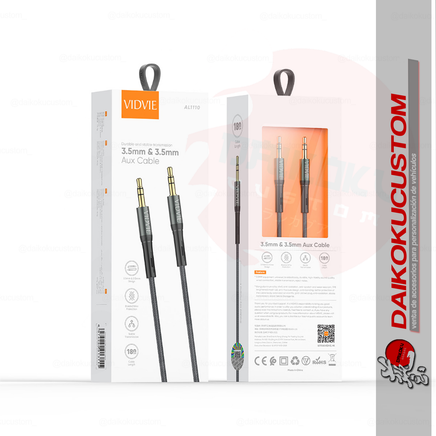 Cable Auxiliar 150cm Jack 3.5mm Vidvie Al1110 10805