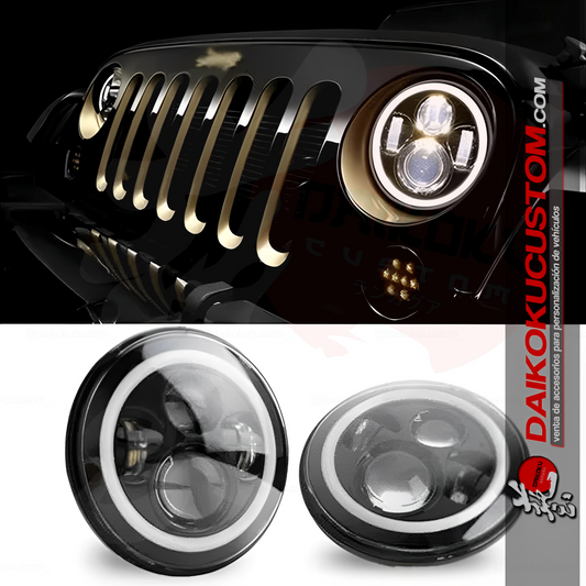 Foco 7" (Unidad) Led 75w Ojo De Angel H4