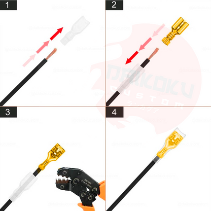 1 Terminal Plano Hembra Rojo Negro + Cable
