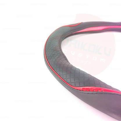 Cubre Volante Eco Cuero Linea Roja Curvas