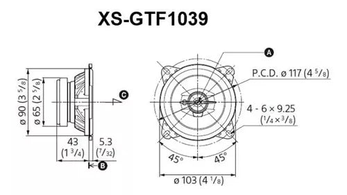 Parlantes 10cm 210w Sony Xs-Gtf1039