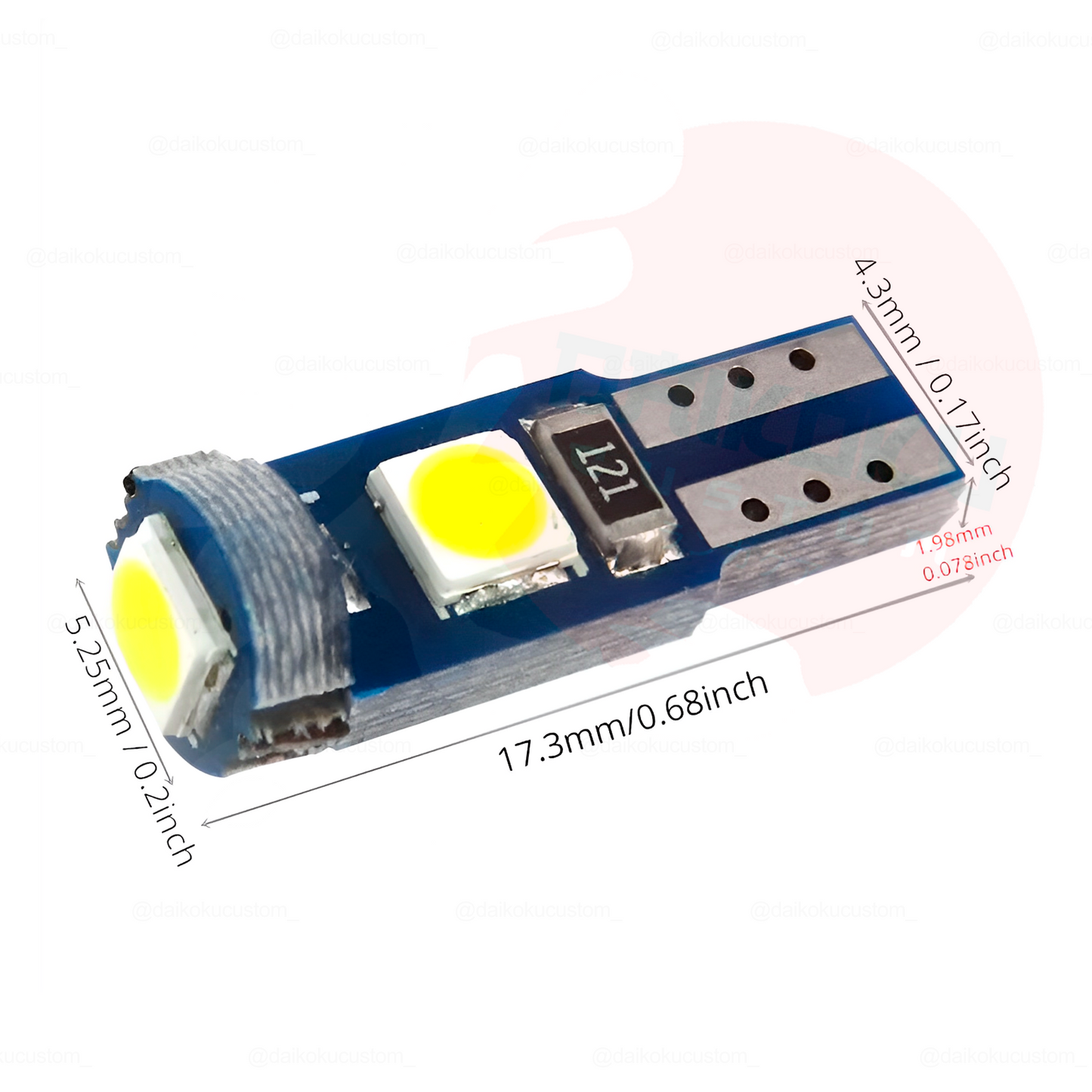 1 Ampolleta Led T5 Punta Redonda De 3 Led Colores