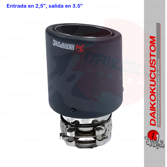 Cola Escape Akrapovic 2.5" a 3.5" Carbono Mate Simple