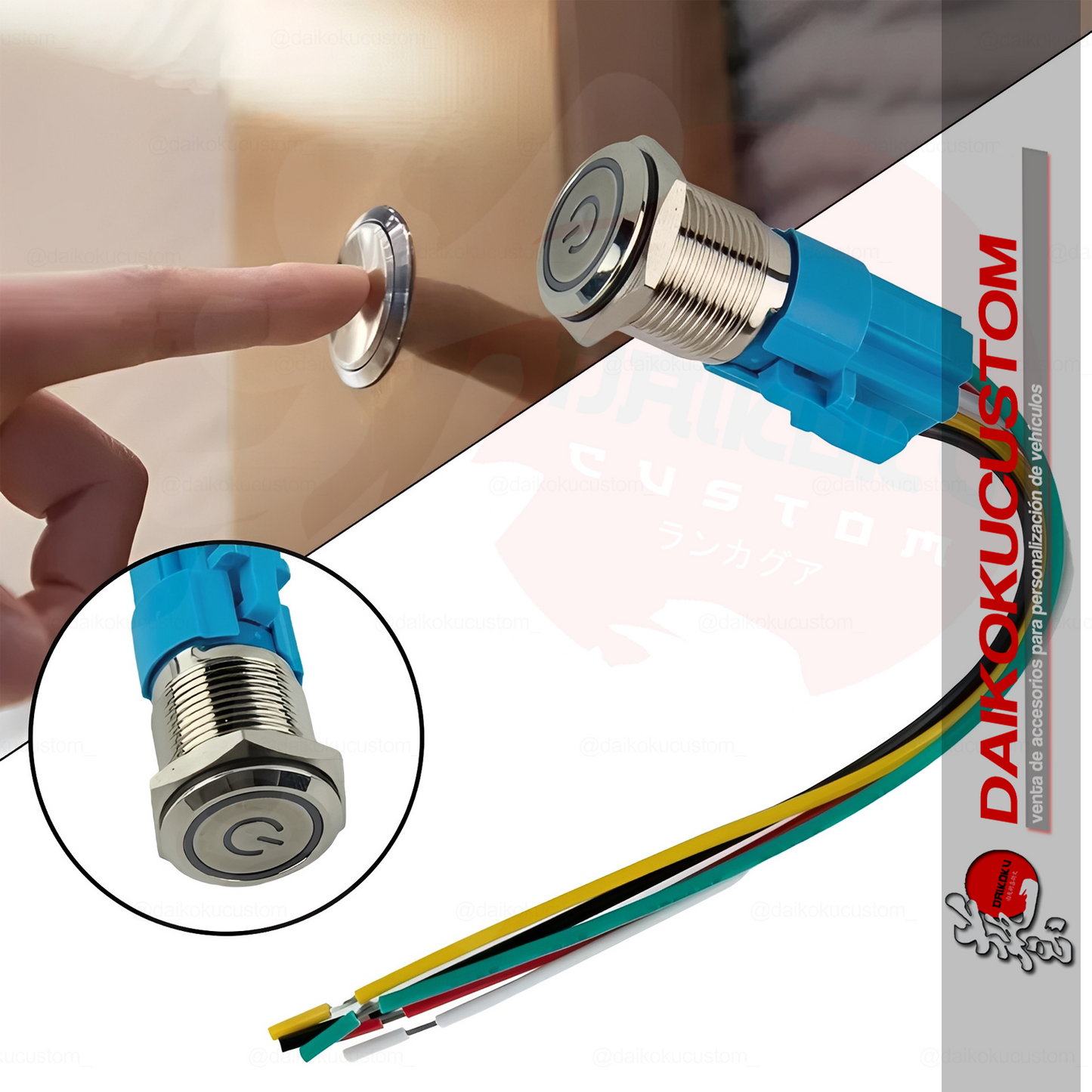 Boton Interruptor Led 5 Pin Universal Embutido H63-10