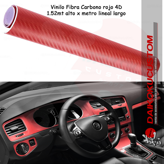 Vinilo 4d Carbono Rojo 1.52mt x 1mt