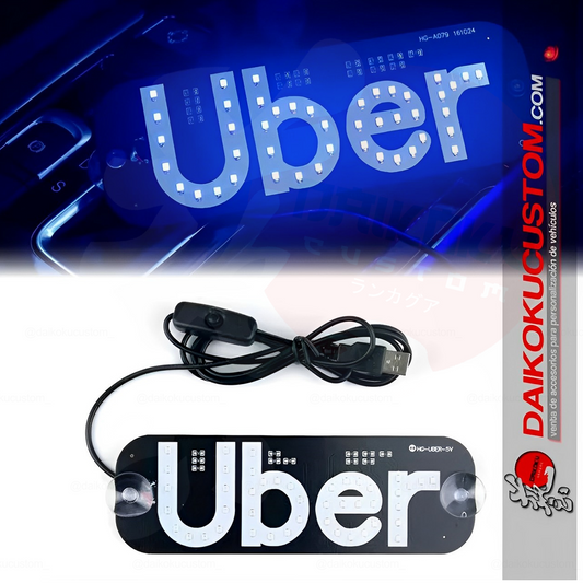 Letrero Uber Led Al Usb Con Ventosa (Azul)