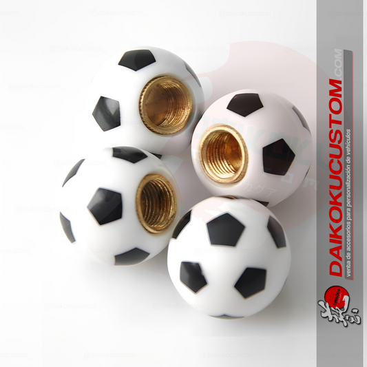 Set 2 Tapa Valvula Aire Figura Pelota Futbol