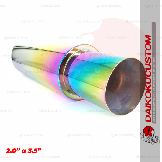 Escape Alto Flujo Tornasol Entrada 2.5" Salida 4" Inoxidable S/M