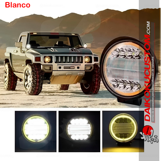 Neblineros Led 72w Redondo Borde Luz Blanca X2