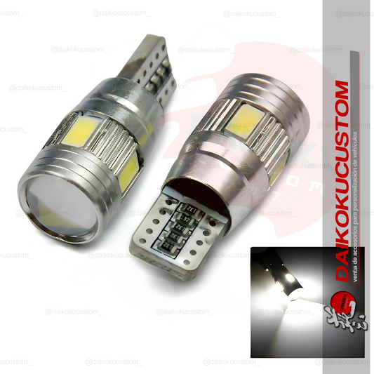 1 Ampolleta Led T10 Lupa 360 Gris 6 Led