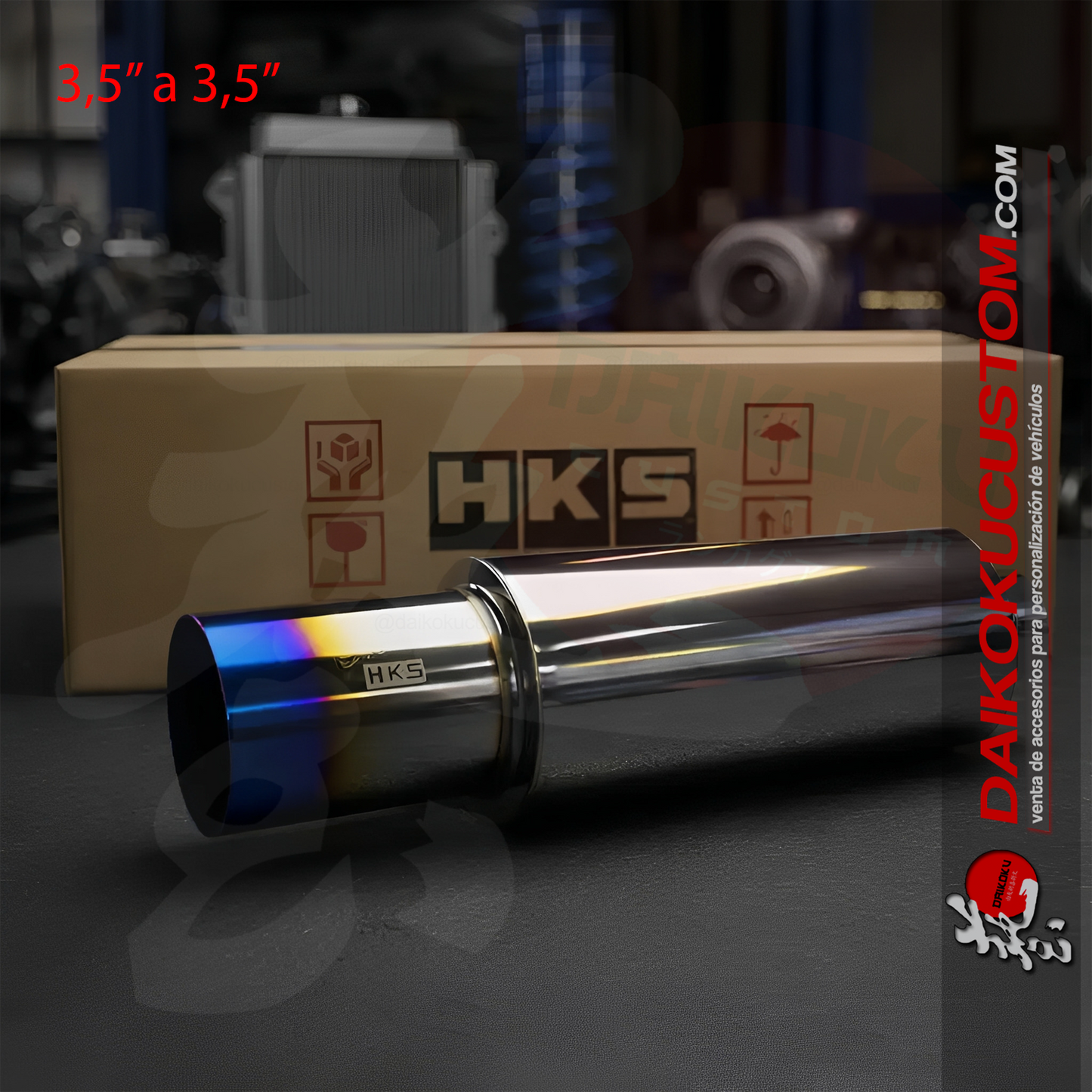 Escape Alto Flujo Hks Entrada 3.5" Salida 3.5" Ionizado Xl