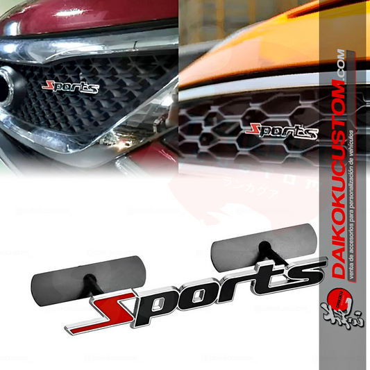 Emblema Apernado Frontal SPORTS Borde Cromado