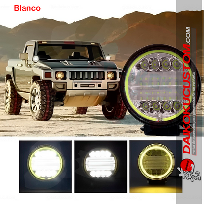 Neblineros Led 72w Redondo Borde Luz Blanca X2