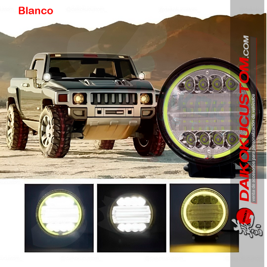 Neblineros Led 72w Redondo Borde Luz Blanca X2