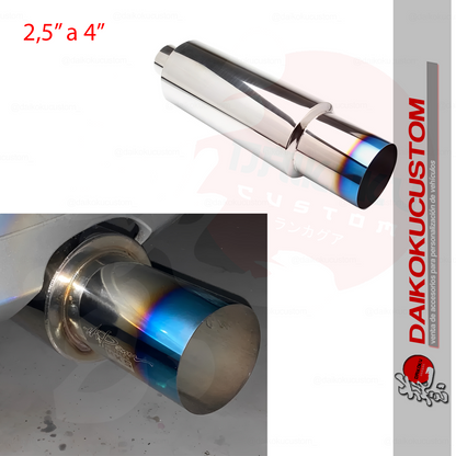 Escape Alto Flujo S/M 1 Salida 2.5" a 4" Ionizado Cromado Completo Hd-30mt