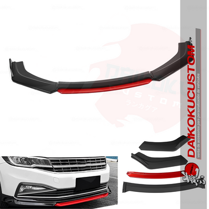 Lip 4 Piezas Parachoque Grues. Fijo Borde Rojo Plano Universal