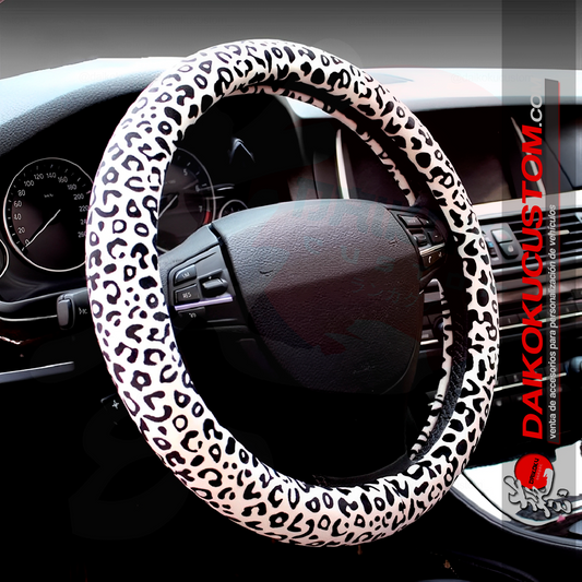 Cubre Volante Animal Print Blanco