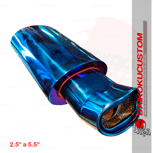 Escape Alto Flujo Azul Ionizado Completo 1 Salida 2.5" a 5.5" Boca Pato