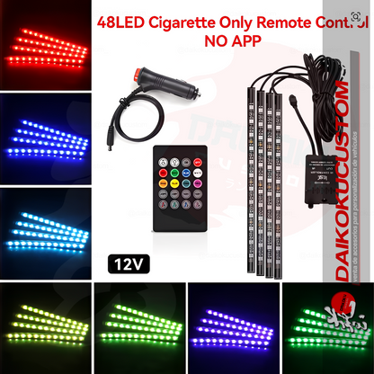 Luces Led Interior Piso Rgb + Control 48 Led