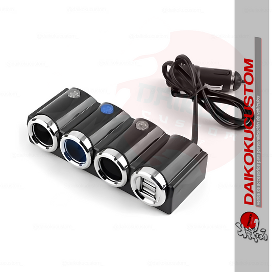 Adaptador Cuadruple Encendedor Cigarrera 2 Usb
