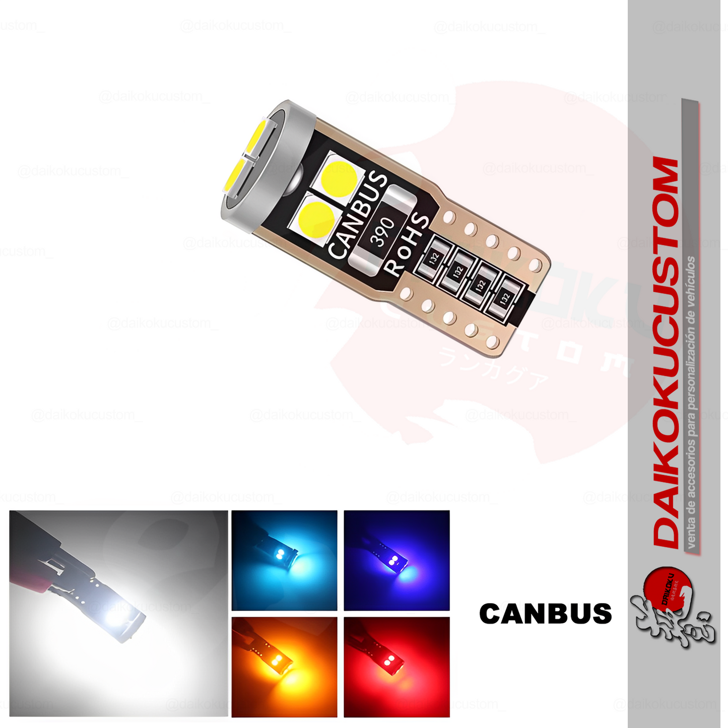 1 Ampolleta Led T10 De 6 Led Burbuja Canbus Colores