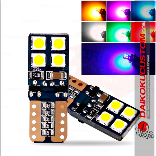 1 Ampolleta Led T10 De 8 Led Plana Colores