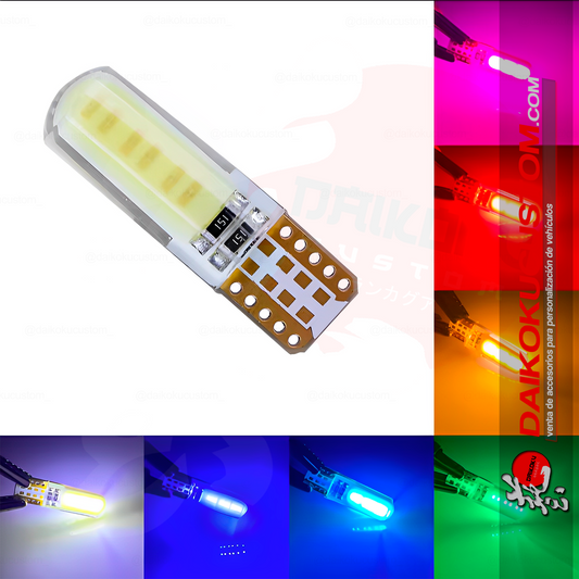 1 Ampolleta Led T10 Silicona Grande Colores